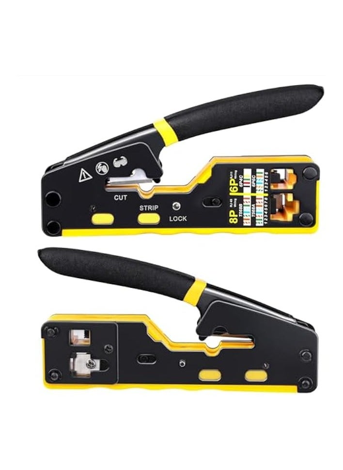 PROMASS RJ45 Crimp Tool Pass Through Kit - Comprehensive Crimping Tool Set for RJ11/12/RJ45 with LAN Cable Tester and CAT6 Connectors, 50PCS  - Image 4