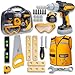 TOMLEON Kids Tool Set with Carrying Case Electronic Toy Drill with Bits Construction Vest Pretend Play Kit with Safety Googles Gas Shield Tape Measure Saw Bubble Level Screwdriver Nuts Bolts - Image 2