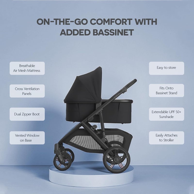 UPPAbaby Vista V3 Stroller with Bassinet - Convertible Single to Double Stroller in Dillan Stone Blue - Image 4