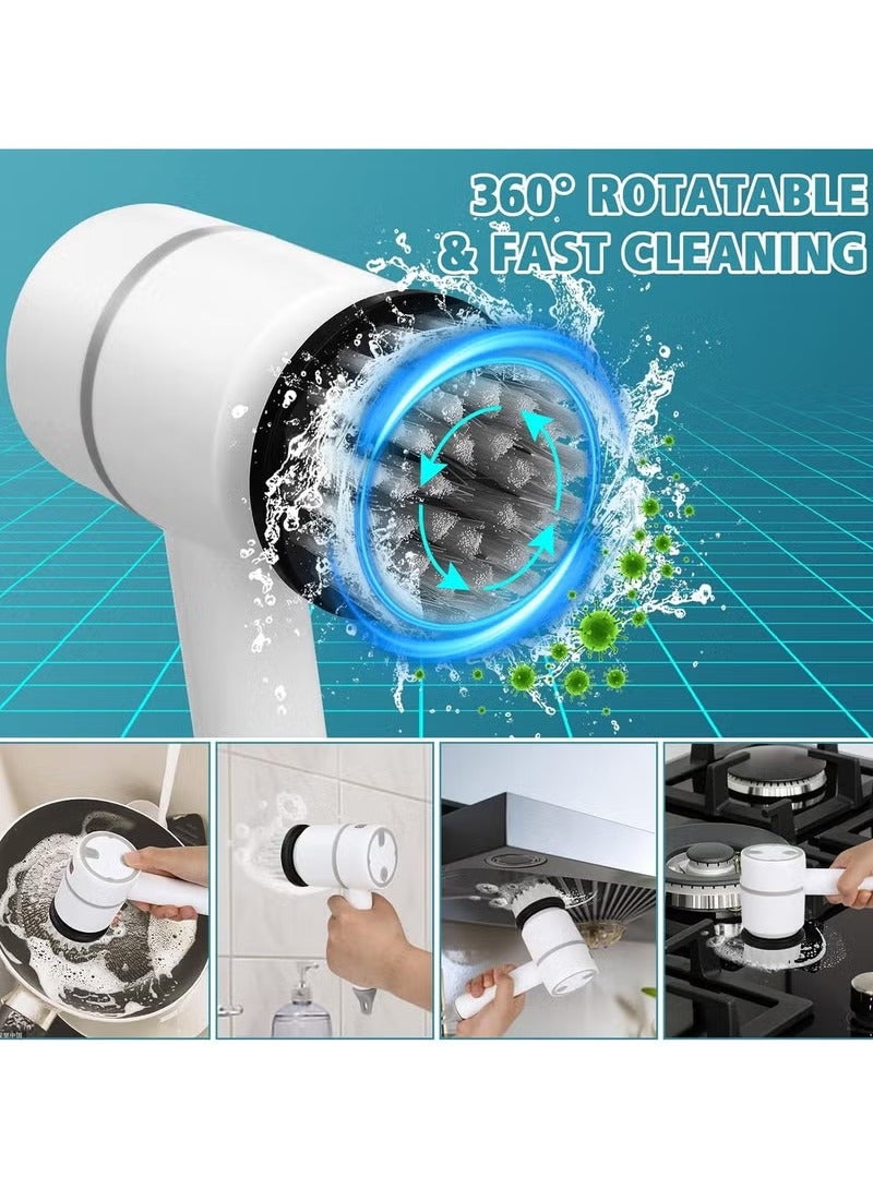 Rechargeable Electric Spin Scrubber, Portable Handheld Cleaning Brush with 6 Replaceable Brush Heads, Cordless Cleaning Brush for Bathroom, Kitchen, Dish, Milk bottle, Tile, Glass  - Image 5