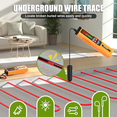 VXSCAN F04 Underground Wire Locator Tracer Tone Generator Kit and Probe with Earphone, Buried Wire Tester for Locating Breakage Cables & Wires Dog Fence Cables - Image 2