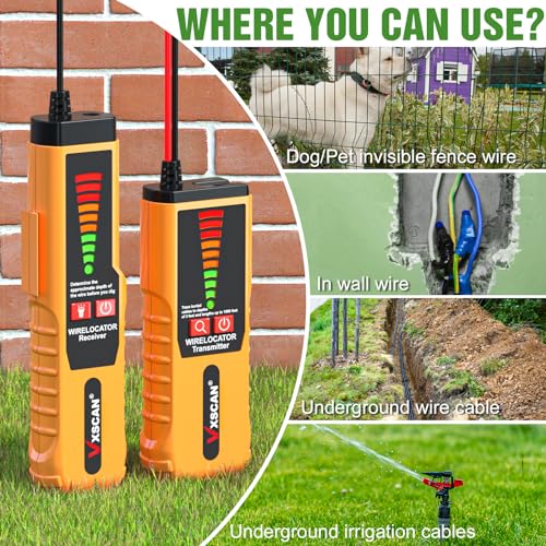 VXSCAN F04 Underground Wire Locator Tracer Tone Generator Kit and Probe with Earphone, Buried Wire Tester for Locating Breakage Cables & Wires Dog Fence Cables - Image 5