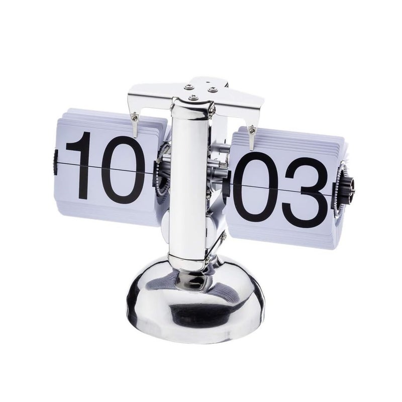 PUSHKH Retro Stainless Steel Flip Down Desk Table Wall Clock AMPM Format Timer for Home Office Decoration - Image 5