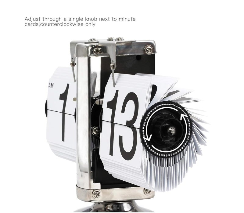 PUSHKH Retro Stainless Steel Flip Down Desk Table Wall Clock AMPM Format Timer for Home Office Decoration - Image 2