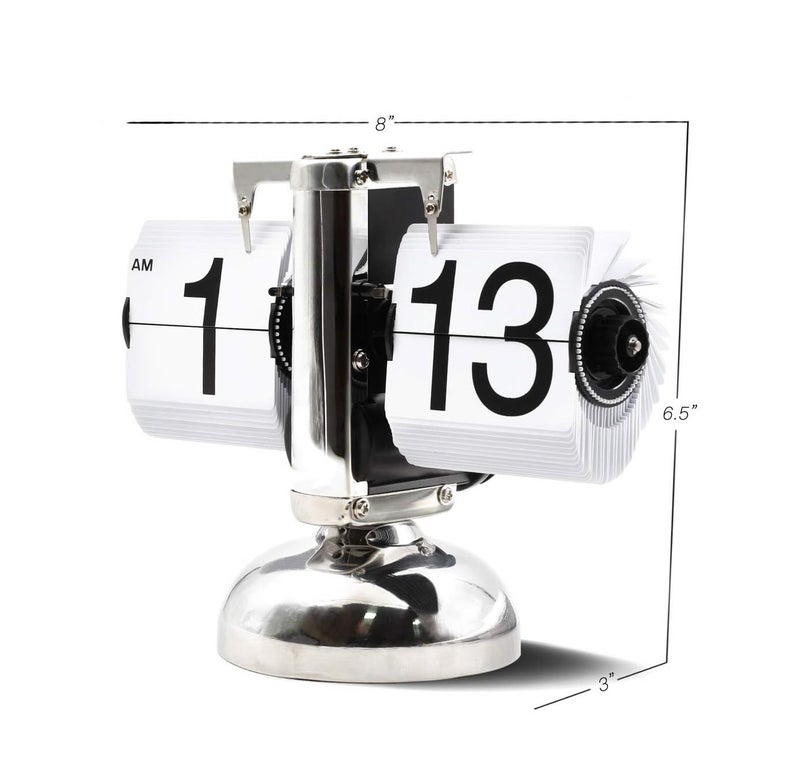 PUSHKH Retro Stainless Steel Flip Down Desk Table Wall Clock AMPM Format Timer for Home Office Decoration - Image 4