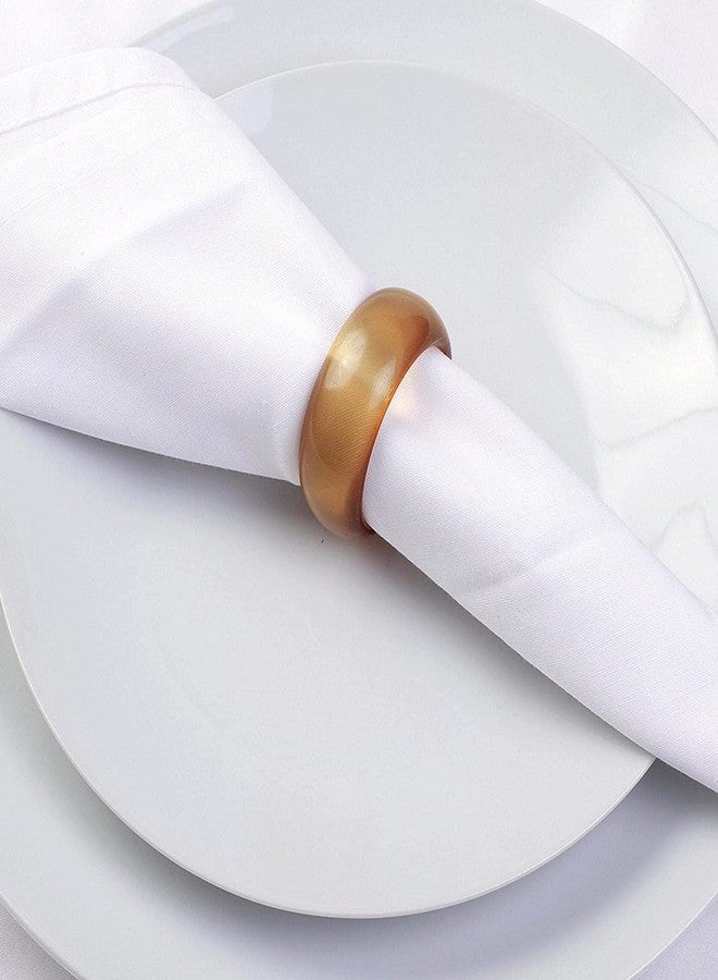 il pregio Gold Napkin Rings, Elegant Décor Colored Resin Napkin Holder Ring Set for Christmas, Thanksgiving, Dinner Parties, Weddings, Holidays, and Summer Winter Gathering | Value Pack of 6 | Amber - Image 3