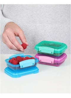 sistema Sistema Rectangular Lunch Box Set – 3 Pack (200ml) Small Food Containers for Kids, BPA-Free, Back to School Snack Storage  - Image 4