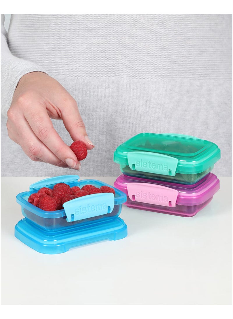 sistema مجموعة علب الغداء المستطيلة من سيستما - 3 عبوات (200 مل) حاويات طعام صغيرة للأطفال، خالية من BPA، تخزين وجبات العودة إلى المدرسة - Image 4