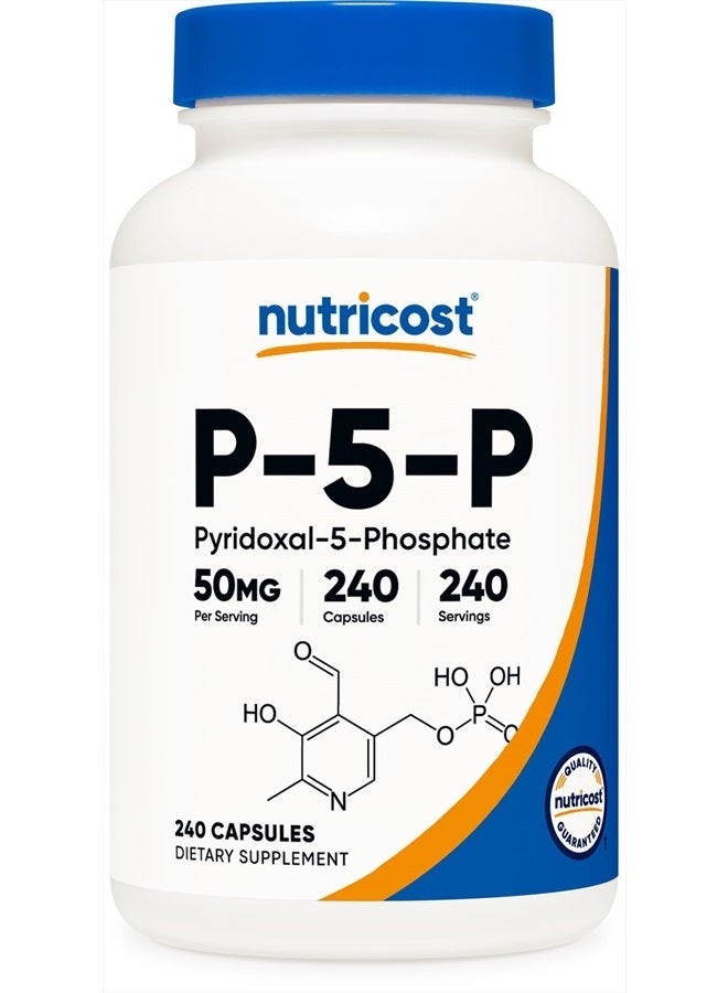 Nutricost P5P Vitamin B6 Supplement 50mg, 240 Capsules (Pyridoxal-5-Phosphate) - Vegetarian Friendly, Non-GMO, Gluten Free - Image 1