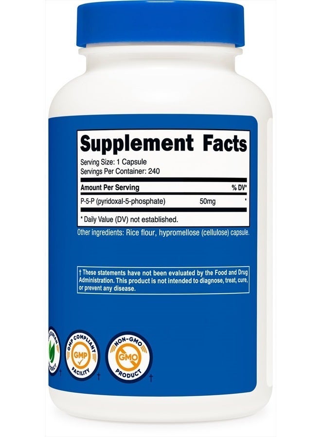 Nutricost P5P Vitamin B6 Supplement 50mg, 240 Capsules (Pyridoxal-5-Phosphate) - Vegetarian Friendly, Non-GMO, Gluten Free - Image 5