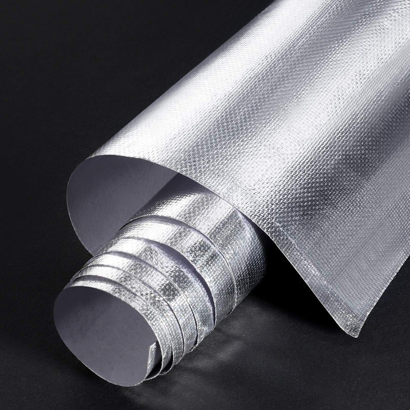 BBTO Heat Reflective Sheet Adhesive Backed Aluminized Fiberglass Heat Shield Tape Protection Barrier Heat Shield Resistant Material for Hose and Auto Use Heat Insulation Sheet(Silver, 12 x 24 Inch) - Image 1