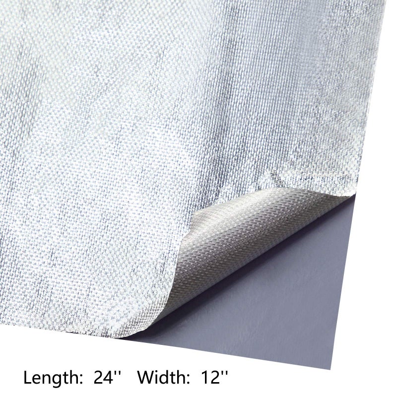 BBTO Heat Reflective Sheet Adhesive Backed Aluminized Fiberglass Heat Shield Tape Protection Barrier Heat Shield Resistant Material for Hose and Auto Use Heat Insulation Sheet(Silver, 12 x 24 Inch) - Image 2