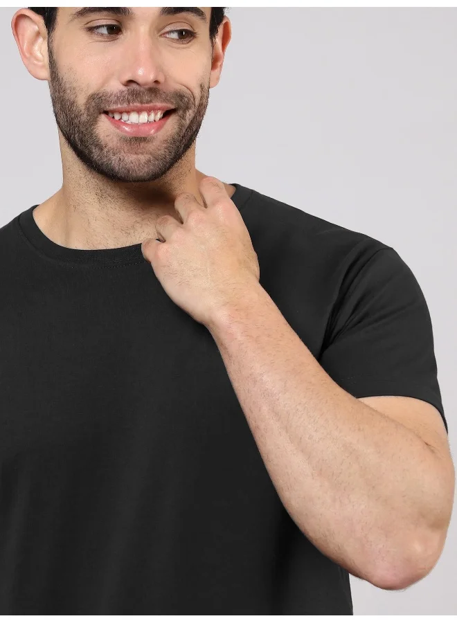 Beyoung Black Plain T-shirt For Men