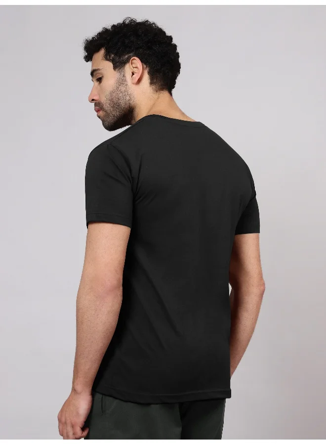 Beyoung Black Plain T-shirt For Men