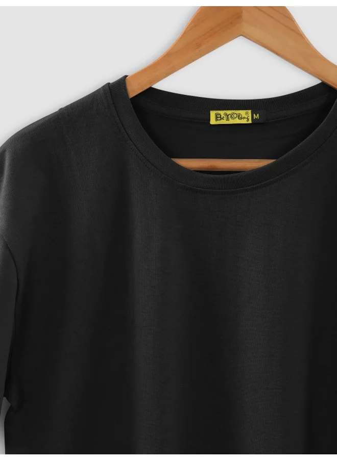 بيونغ Black Plain T-shirt For Men