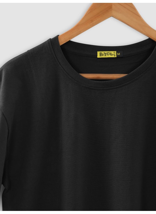 Beyoung - Black Plain T-shirt For Men - Image 1
