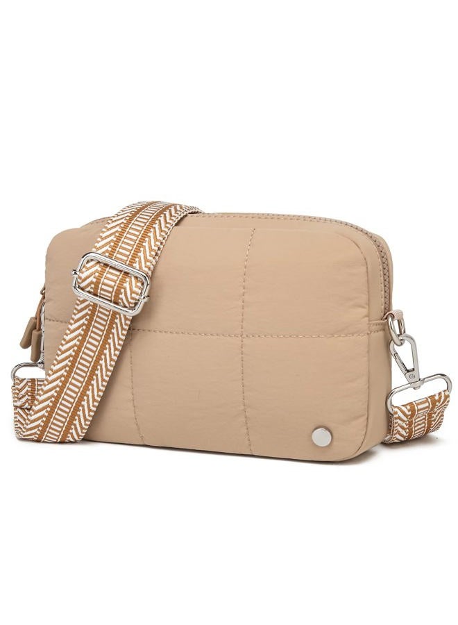JEEHAN Quilted Crossbody Bags for women Designer Shoulder Handbags Small Purse, A09-khaki, Small, Crossbody Bags for Women - Image 1