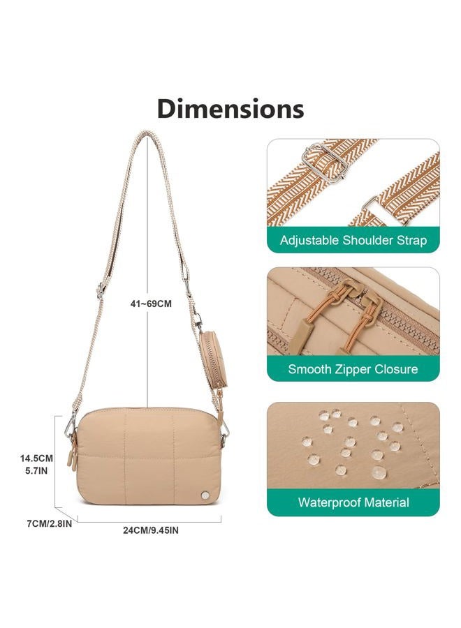 JEEHAN Quilted Crossbody Bags for women Designer Shoulder Handbags Small Purse, A09-khaki, Small, Crossbody Bags for Women - Image 3
