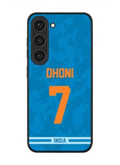 Rugged Black Edge Case for Samsung Galaxy S23 5G, Slim fit Soft Case Flexible Rubber Edges Thin Cover - Player Name - MS Dhoni, Jersey Number- 7