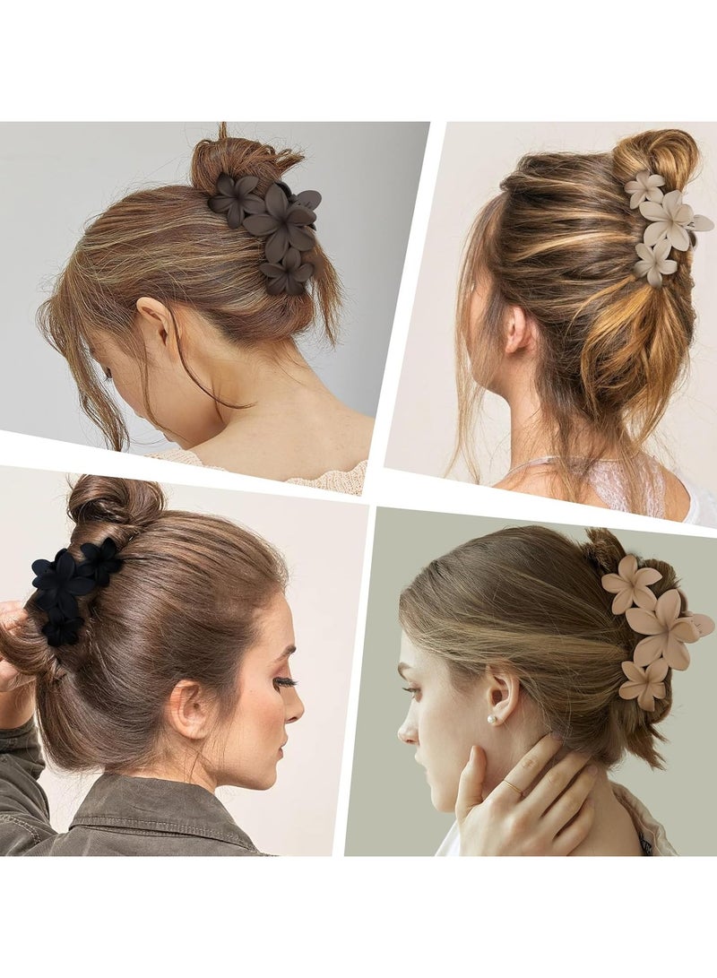 Goolsky 4 قطع مشابك شعر زهور البلوميريا - مشابك كبيرة غير قابلة للانزلاق بتشطيب غير لامع للنساء، تثبيت قوي لملحقات شعر الشاطئ - Image 3