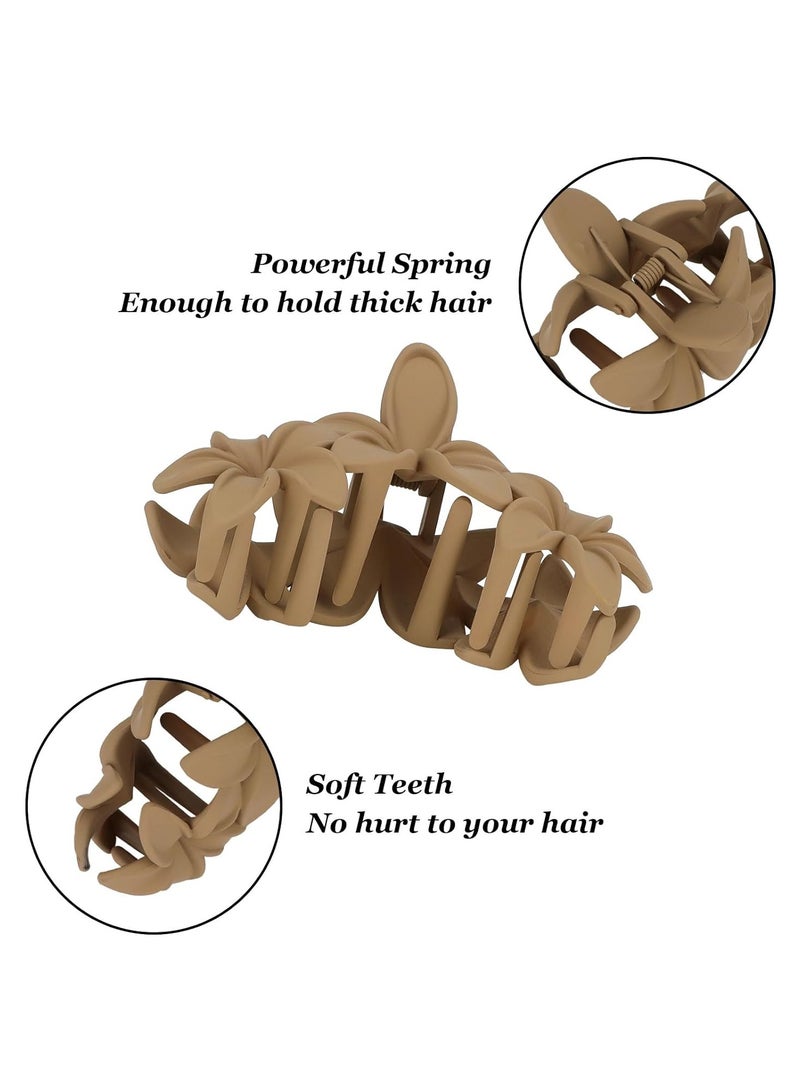 Goolsky 4 قطع مشابك شعر زهور البلوميريا - مشابك كبيرة غير قابلة للانزلاق بتشطيب غير لامع للنساء، تثبيت قوي لملحقات شعر الشاطئ - Image 5