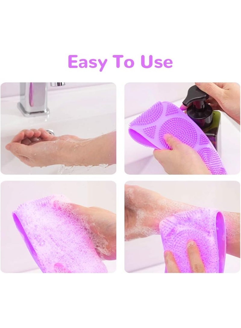 Silicone Body Scrubber with Loofah, Silicone Back Scrubber for Shower, Long Shower Back Scrubber, Silicone Body Brush for Exfoliating, Great for Men and Women (Purple) - Image 4