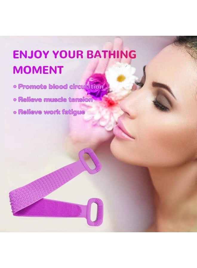 Silicone Body Scrubber with Loofah, Silicone Back Scrubber for Shower, Long Shower Back Scrubber, Silicone Body Brush for Exfoliating, Great for Men and Women (Purple) - Image 5