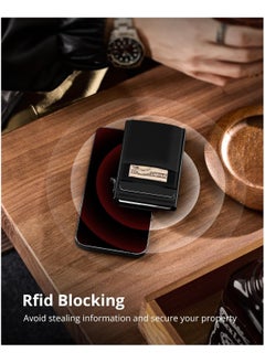 RATSAW Credit Card Holder, Rigid Aluminium Pop Up Card Holder with Banknote Pocket, Automatic Metal Wallet with RFID Blocking for Men or Women  - Image 3