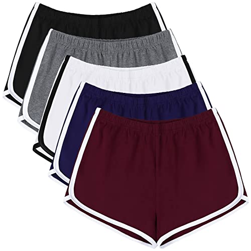 URATOT 5 Pack Shorts for Women Summer Casual Lounge Short Comfy Cotton Dolphin Shorts Athletic Gym Yoga Running Short Pants - Image 1