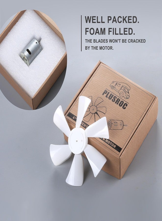 PlusRoc RV Vent Fan 12V Round Shaft Motor Replacement for Ventline BVD0218-00 and 6 inches RV Bathroom Exhaust Ventilation Roof Ceiling White Fan Blades Replacement for Ventline BVD0215-00 - Image 2