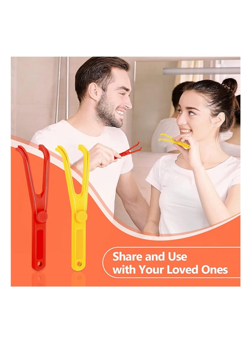 هالونهي حامل خيط تنظيف الأسنان مكون من 4 قطع، مقبض خيط تنظيف الأسنان قابل لإعادة الاستخدام، مقبض Flossmate لتنظيف الفم (أحمر، أصفر) - Image 5