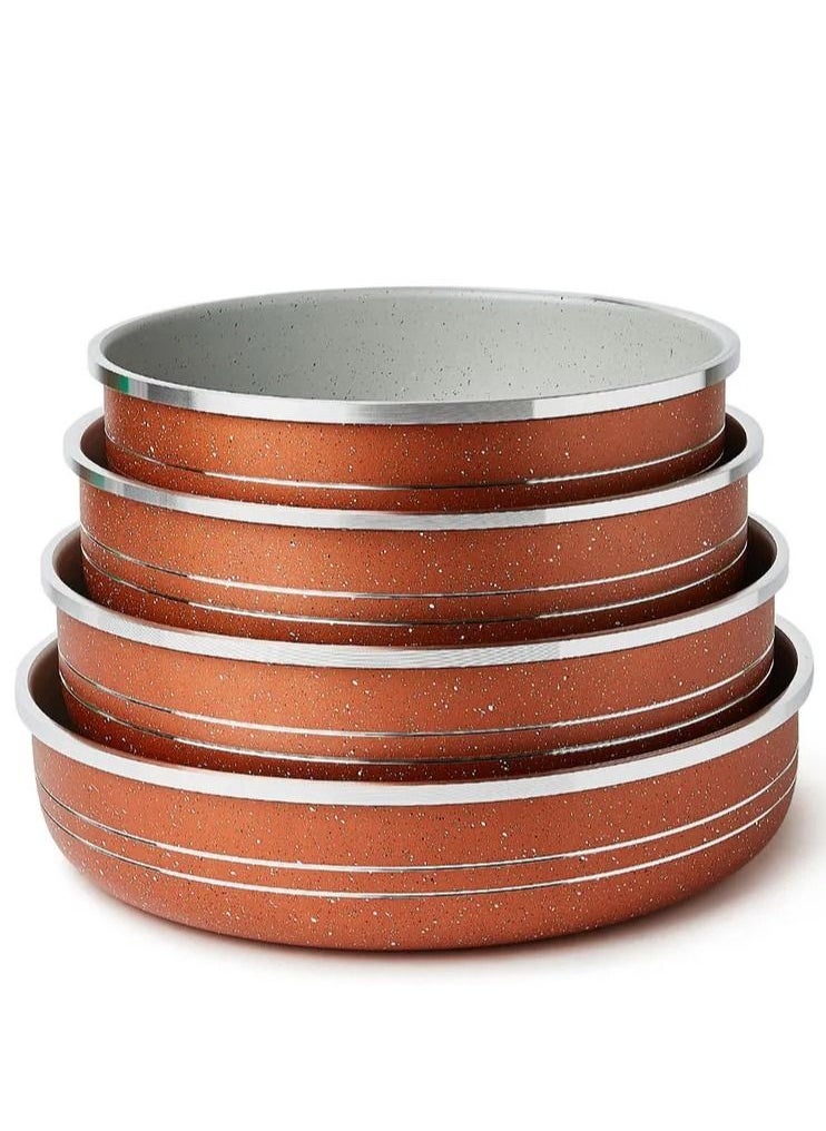 DubaiGallery 4-Piece Bakeware Pan Set Brown Pan 1 (1x24), Pan 2 (1x26), Pan 3 (1x28), Pan 4 (1x30)cm  - Image 1