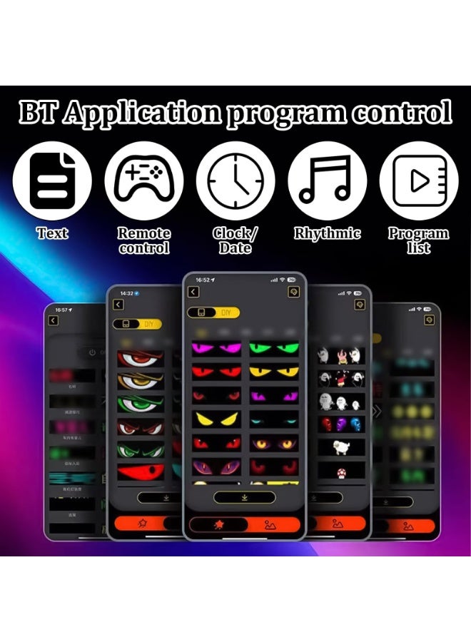 CMGTYYD Red Eyes Light For Cars,Led Eyes For Trucks, Programmable Flexible Car Window Screen, Self-Editing, App Intelligent Control, RGB Soft Screen, Suitable For Vehicle, Store, Party, Hotel - Image 2