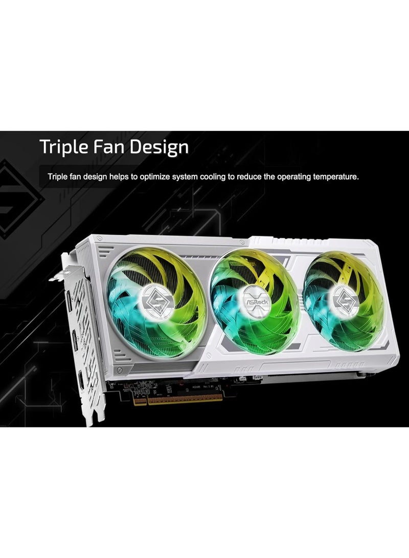 ASRock بطاقة الرسوميات AMD Radeon RX 9060 XT Steel Legend Overclocked Triple Fan بسعة 16GB GDDR6 PCIe 5.0. دقة قصوى 7680 x 4320. سرعة التعزيز: تصل إلى 3320 MHz / 20 Gbps - Image 4