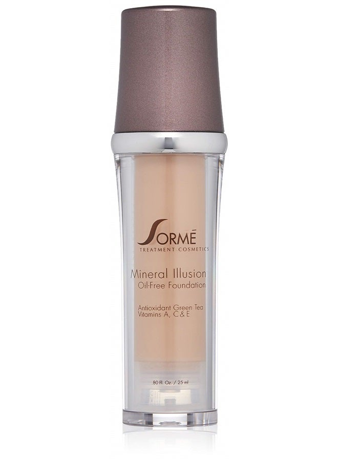 Sorme Mineral Illusion Foundation in Vanilla Beige (25ml) | Oil-Free Liquid Foundation | With Shea Butter, Green Tea, and Vitamins A, C, and E | Hydrating Mineral Makeup Foundation for Face and Body