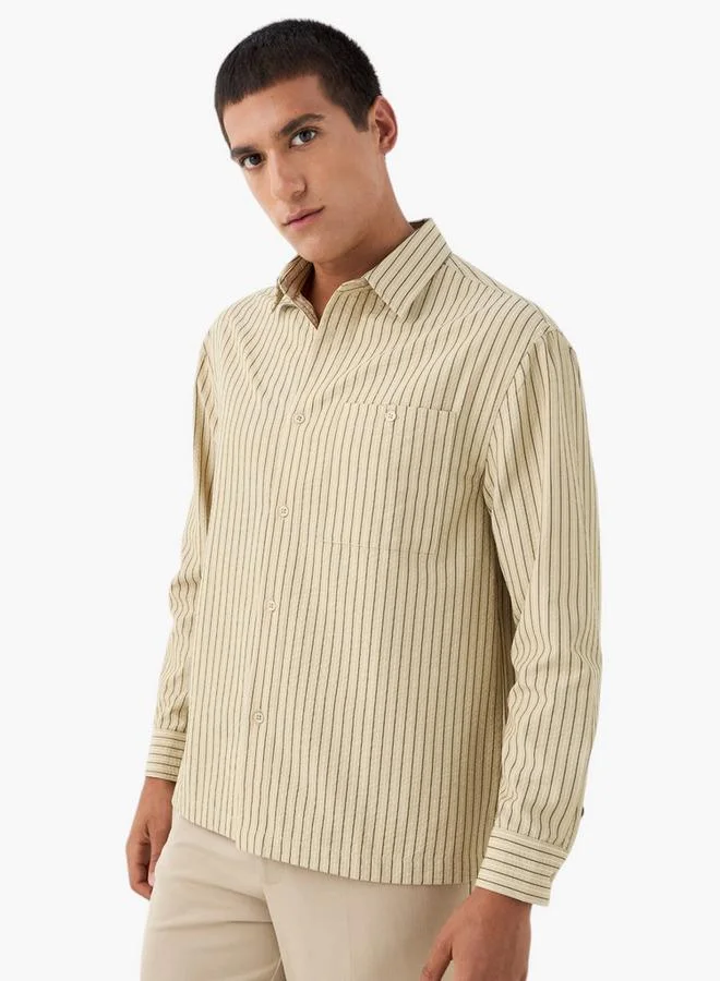 Iconic Striped Shacket with Pocket