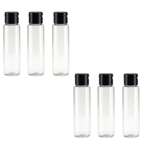 Hian Empty Clear Plastic Travel Bottles | 100ml, Pack of 6 (14x4 cm) | BPA-Free, Black Flip Caps | Compact, Travel-Friendly Design | Perfect for Toiletries, Sanitizers, Lotions, and Travel Essentials - Image 1