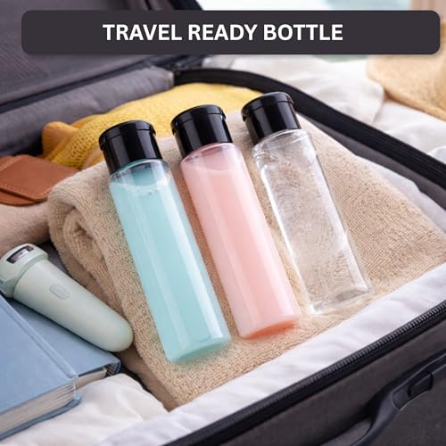 Hian Empty Clear Plastic Travel Bottles | 100ml, Pack of 6 (14x4 cm) | BPA-Free, Black Flip Caps | Compact, Travel-Friendly Design | Perfect for Toiletries, Sanitizers, Lotions, and Travel Essentials - Image 3