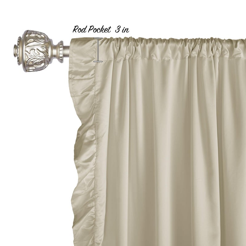 StangH Vintage Beige Ruffle Curtains for Bedroom, Elegant Design, Light Filtering Drapes for Living Room, Perfect for Farmhouse Style, Girls Room, Woman, W52 x L84, 2 Panels - Image 3