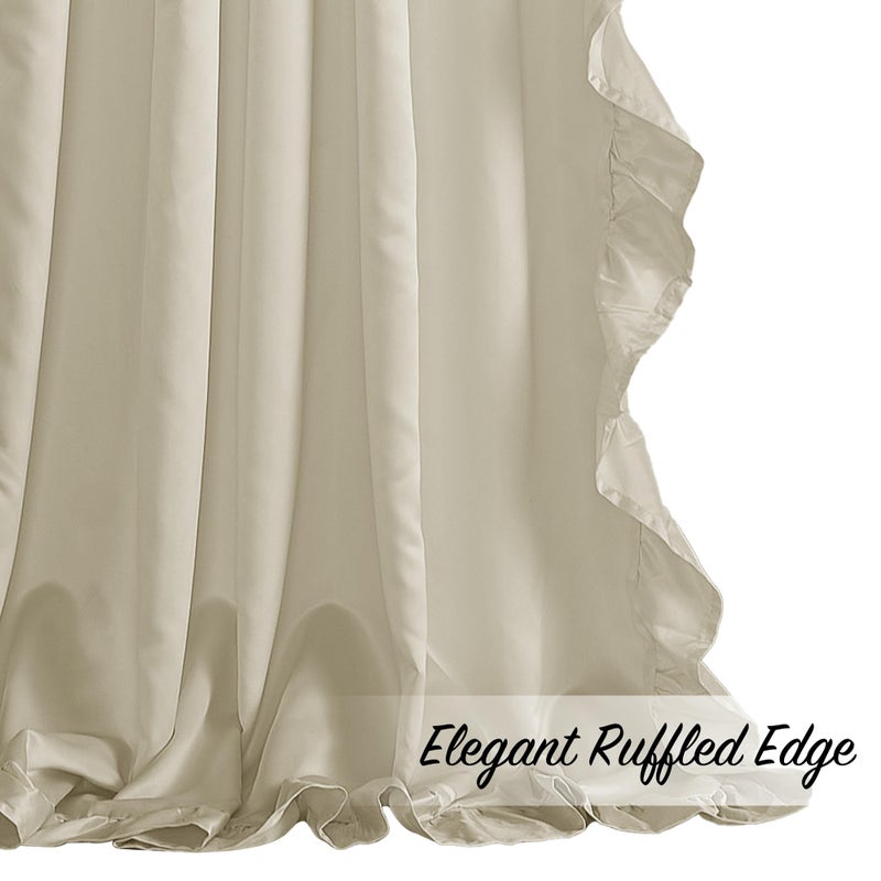 StangH Vintage Beige Ruffle Curtains for Bedroom, Elegant Design, Light Filtering Drapes for Living Room, Perfect for Farmhouse Style, Girls Room, Woman, W52 x L84, 2 Panels - Image 4