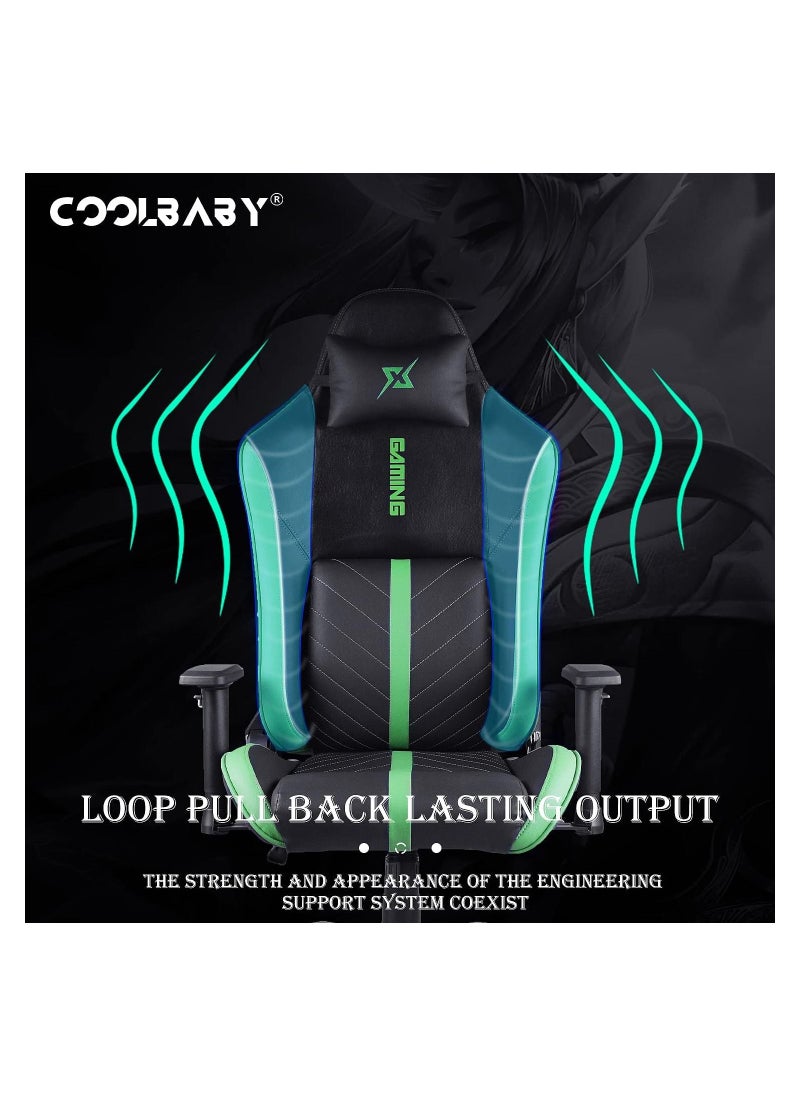 Cool Baby - Gaming Chair Ergonomic Office Chair,180° Recliner System,2D Adjustable Arm-Rest With Three-gear Backrest Adjustment Green - Image 1