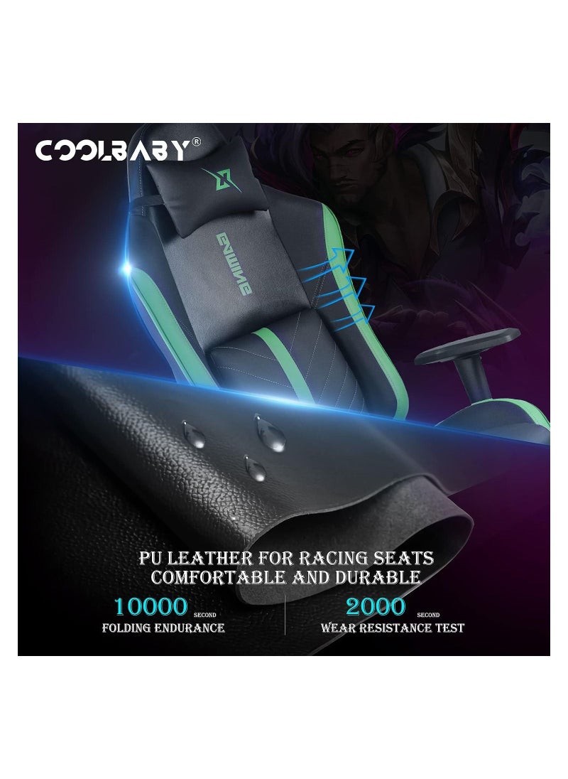 Cool Baby - Gaming Chair Ergonomic Office Chair,180° Recliner System,2D Adjustable Arm-Rest With Three-gear Backrest Adjustment Green - Image 1