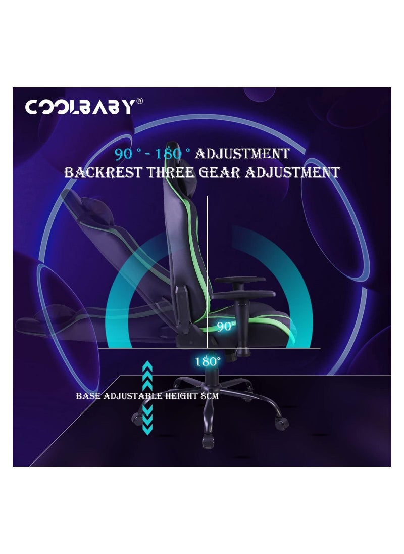 Cool Baby - Gaming Chair Ergonomic Office Chair,180° Recliner System,2D Adjustable Arm-Rest With Three-gear Backrest Adjustment Green - Image 1
