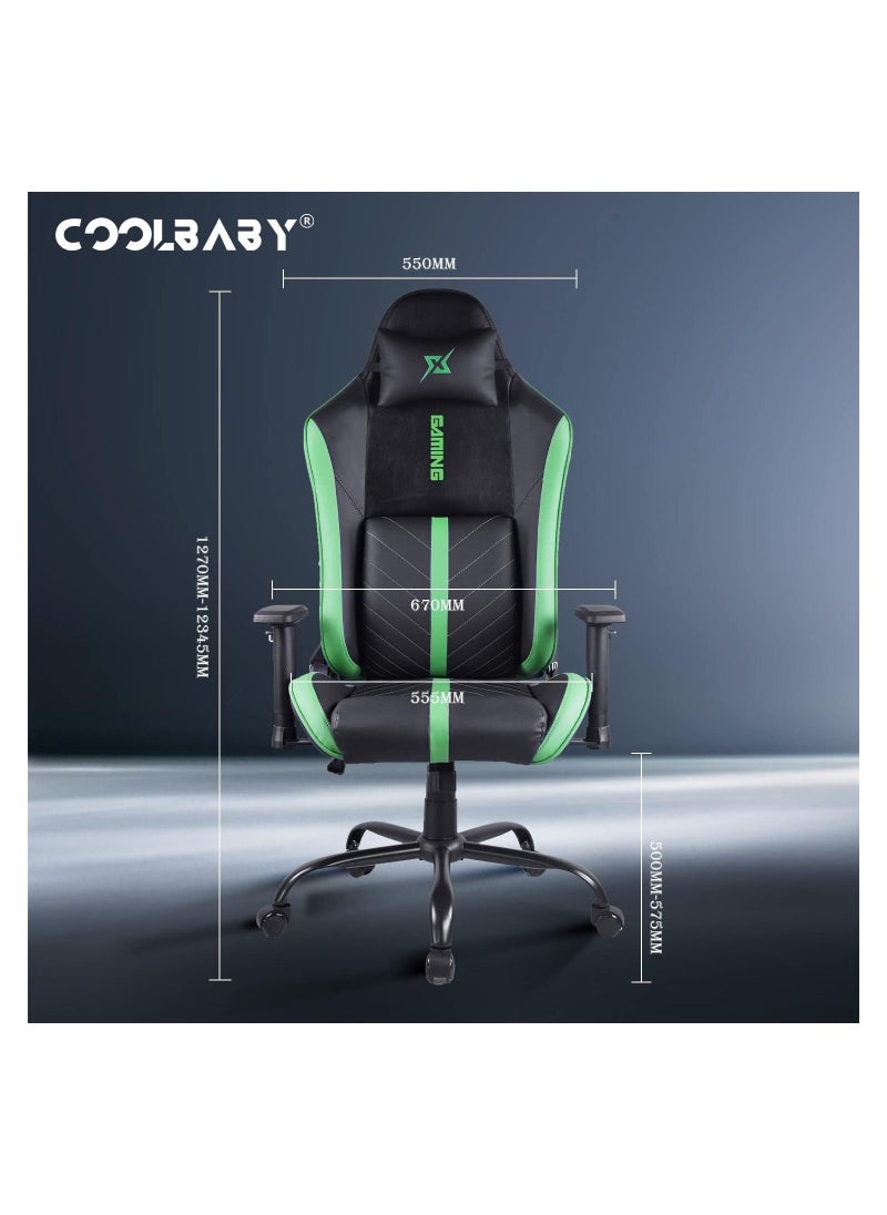 Cool Baby - Gaming Chair Ergonomic Office Chair,180° Recliner System,2D Adjustable Arm-Rest With Three-gear Backrest Adjustment Green - Image 1