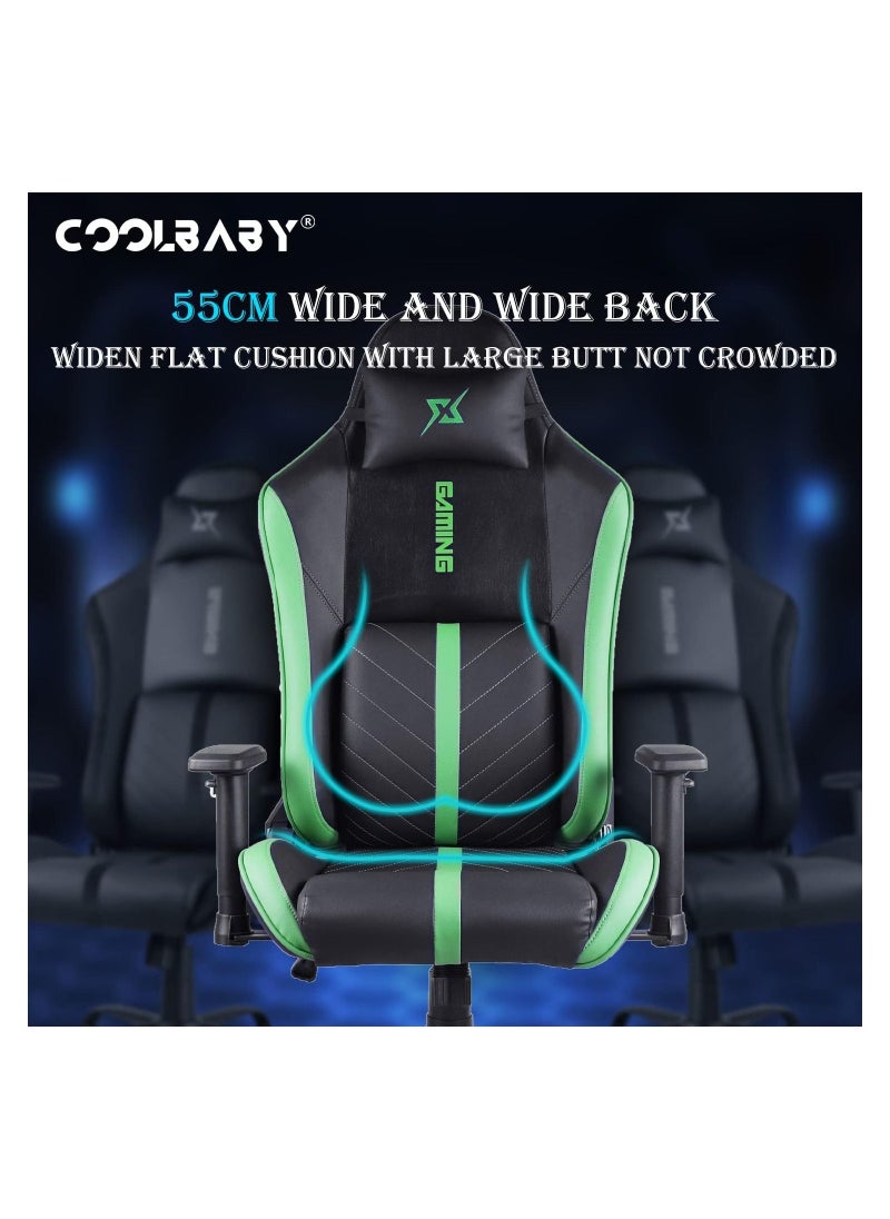 Cool Baby - Gaming Chair Ergonomic Office Chair,180° Recliner System,2D Adjustable Arm-Rest With Three-gear Backrest Adjustment Green - Image 1