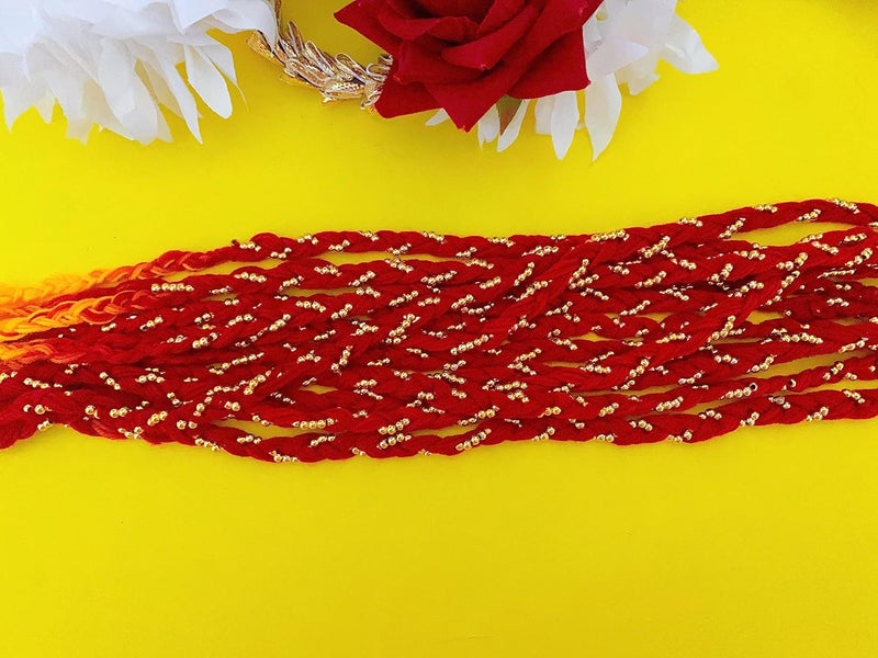 Evisha 12 Pcs Simple Elegant Moli Thread Rakhi with Ganesh Murti for Brother Rakhi for Bhaiya with Roli Chawal Packet - Image 5