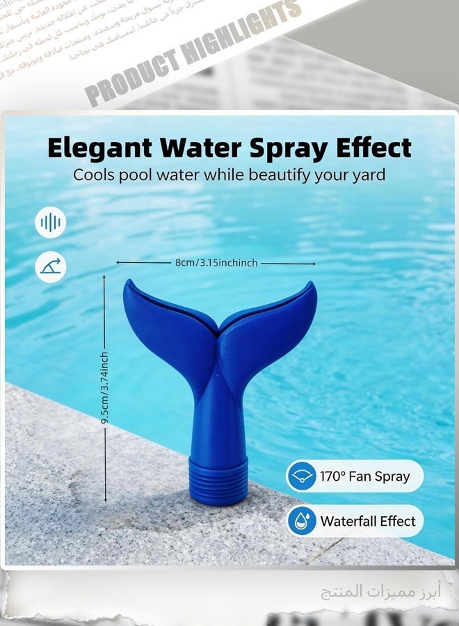 2 Pack Whale Tail Pool Fountain, 170° Wide Fan Spray Floating Waterfall Feature with 3/4" Thread, Solar/Battery Operated Pool Water Spray Decoration for Above Ground & Inground Pools, Resorts, Garden Ponds (Blue) - Image 2