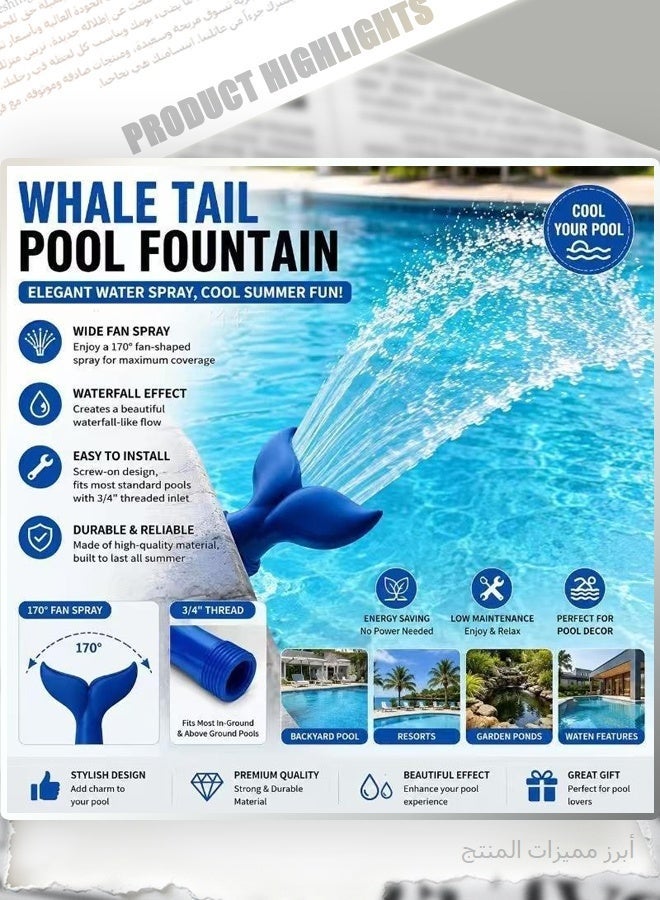 2 Pack Whale Tail Pool Fountain, 170° Wide Fan Spray Floating Waterfall Feature with 3/4" Thread, Solar/Battery Operated Pool Water Spray Decoration for Above Ground & Inground Pools, Resorts, Garden Ponds (Blue) - Image 5