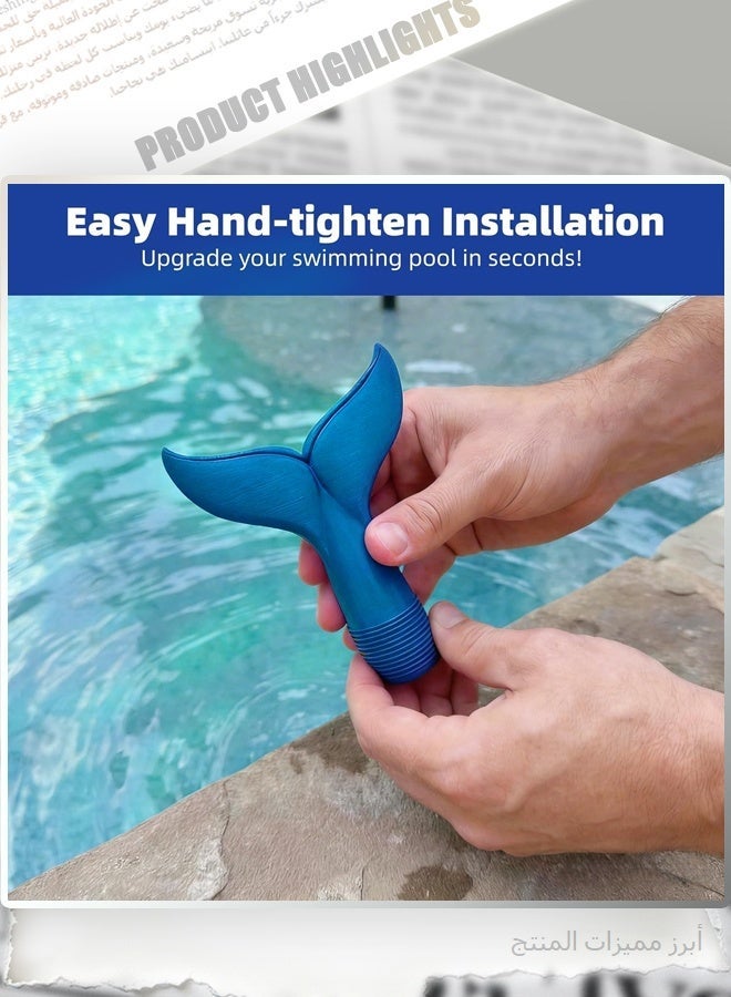 2 Pack Whale Tail Pool Fountain, 170° Wide Fan Spray Floating Waterfall Feature with 3/4" Thread, Solar/Battery Operated Pool Water Spray Decoration for Above Ground & Inground Pools, Resorts, Garden Ponds (Blue) - Image 4