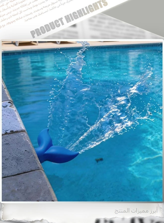 2 Pack Whale Tail Pool Fountain, 170° Wide Fan Spray Floating Waterfall Feature with 3/4" Thread, Solar/Battery Operated Pool Water Spray Decoration for Above Ground & Inground Pools, Resorts, Garden Ponds (Blue) - Image 3